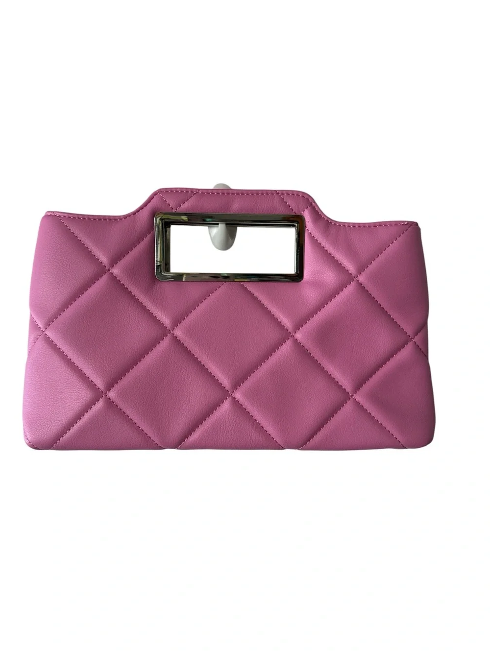 INC Quilted Pink Leatherette Top-Handle Clutch Crossbody